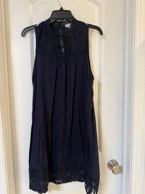 Xhilaration Navy Crochet Yoke Mini Dress